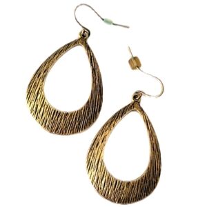 Oval Gold Bronze Oval Dangly Hook Pierced Earrings